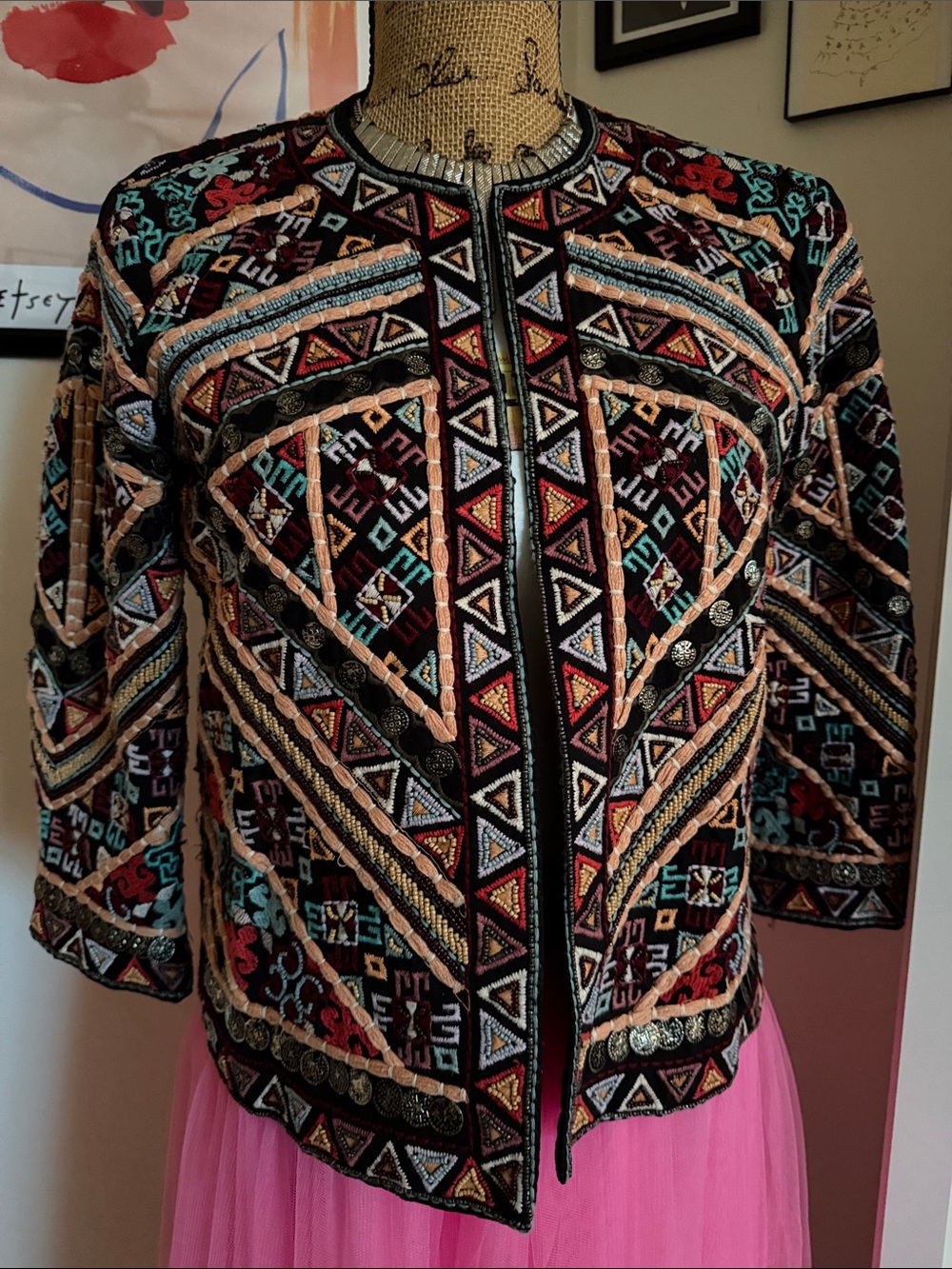 Zara Ethnic Embroidered Cropped Jacket *Archival*